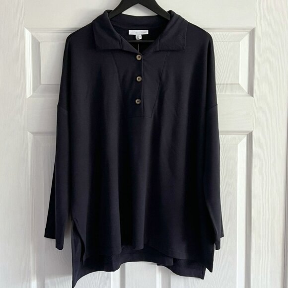 Pure Jill J.Jill tranquility fleece three button collar long sleeve top XL NWT - Picture 1 of 8